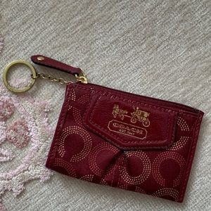 Coach Card Case, Burgundy & Gold